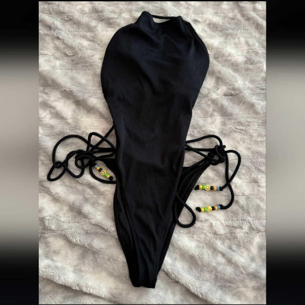 F21 Black Backless One Piece Swimsuit